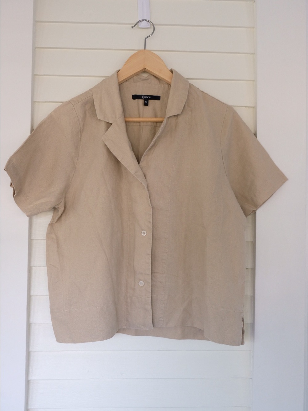 Quince 100% European Linen Short Sleeve Shirt in Driftwood size Small
